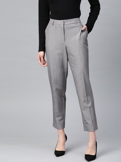 

DOROTHY PERKINS Women Grey Solid Cropped Formal Trousers