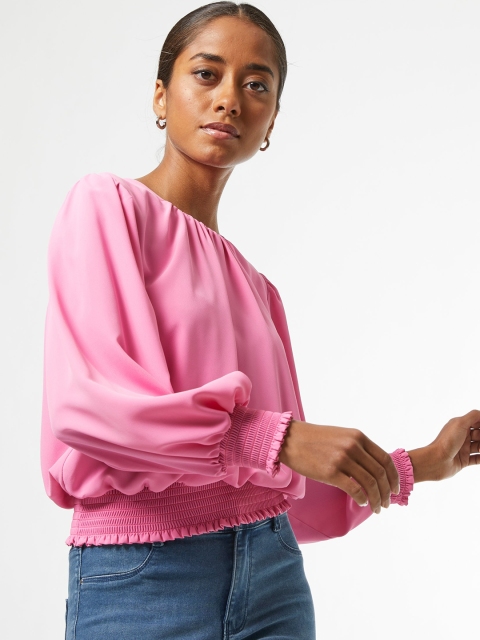 

DOROTHY PERKINS Women Pink Petite Solid Blouson Top