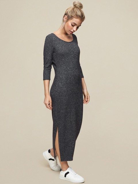 

DOROTHY PERKINS Women Charcoal Grey Petite Solid Sheath Dress