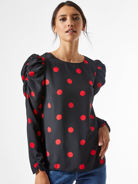 

DOROTHY PERKINS Women Black & Red Polka Dots Top