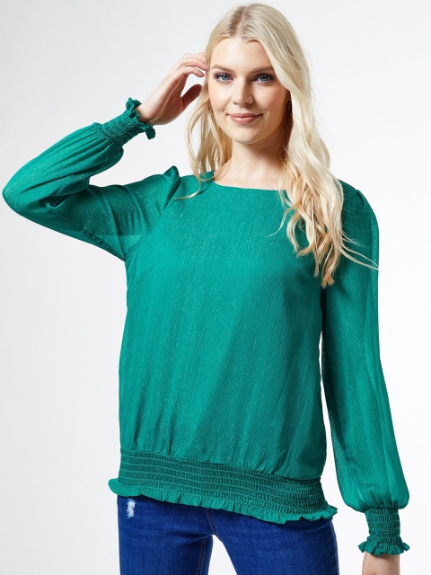 

DOROTHY PERKINS Women Teal Blue Solid Blouson Top