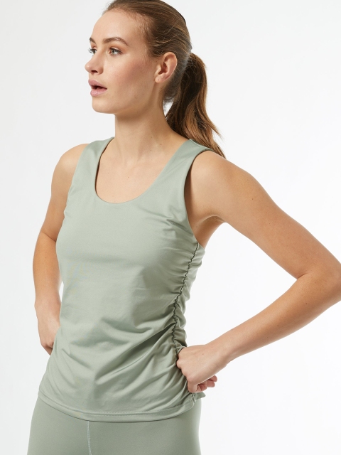 

DOROTHY PERKINS Women Green Ruched Solid Yoga Top