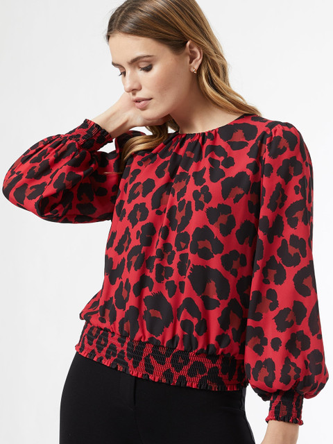 

DOROTHY PERKINS Women Red & Black Printed Blouson Top