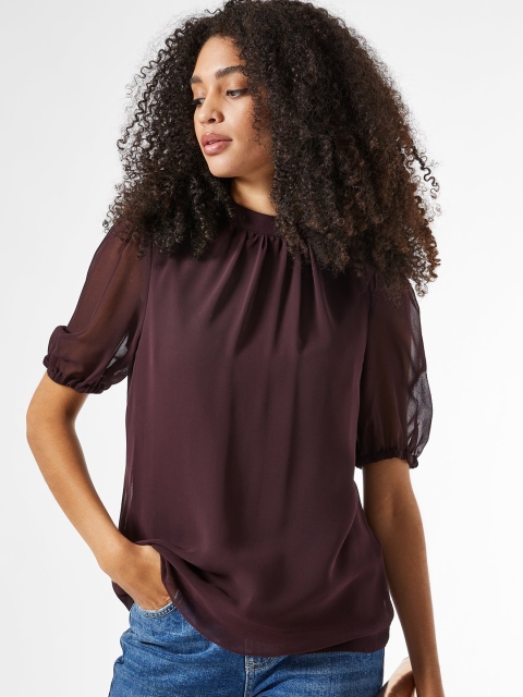 

DOROTHY PERKINS Women Burgundy Solid Top