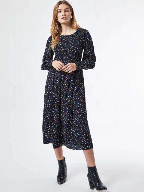 

DOROTHY PERKINS Women Black & Blue Floral Printed A-Line Dress