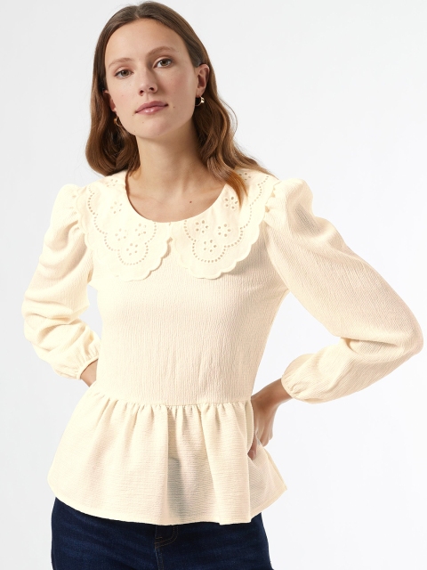 

DOROTHY PERKINS Women Cream-Coloured Solid Peplum Top
