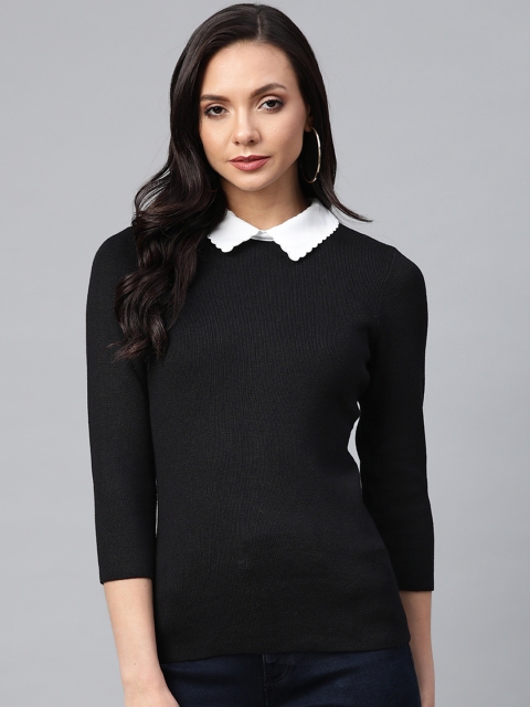 

DOROTHY PERKINS Women Black Petite Solid Pullover Sweater