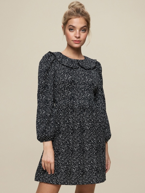 

DOROTHY PERKINS Women Black & White Printed A-Line Dress