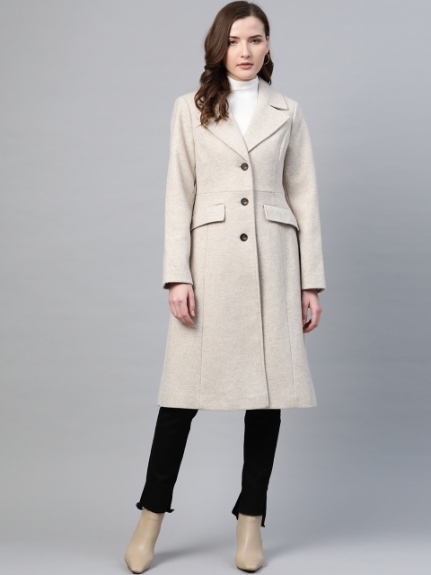 

DOROTHY PERKINS Women Beige Solid Overcoat