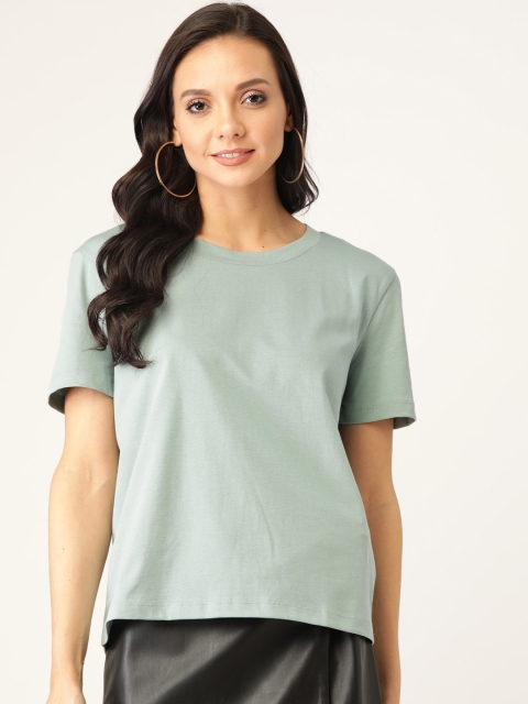 

20Dresses Women Green Solid Round Neck T-shirt