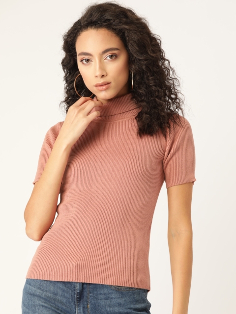 

20Dresses Women Dusty Pink Ribbed Fitted Winter Pure Cotton Top