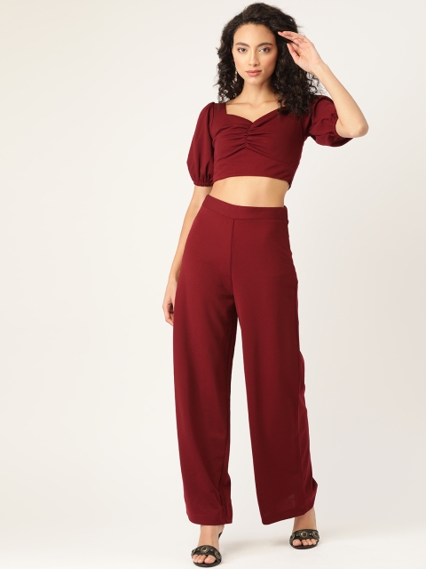 

20Dresses Women Maroon Solid Two-Piece