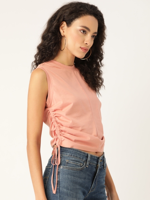 

20Dresses Women Peach-Coloured Solid Top