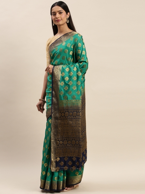 

DIVASTRI Green Silk Cotton Woven Design Banarasi Saree