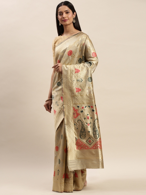 

DIVASTRI Beige Silk Cotton Woven Design Banarasi Saree