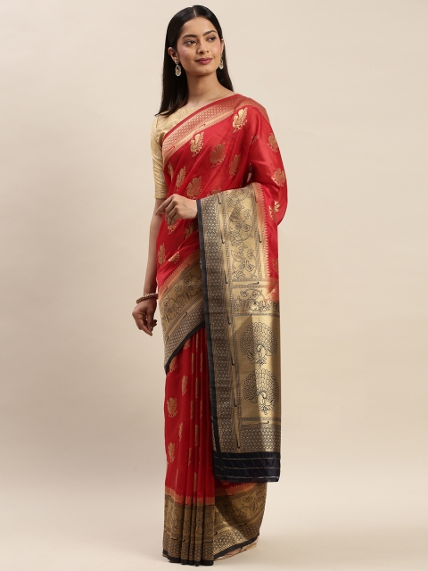 

DIVASTRI Red Silk Cotton Woven Design Banarasi Saree