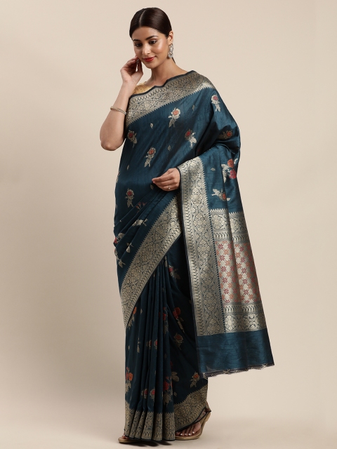 

Mitera Teal Green Pure Silk Woven Design Banarasi Saree