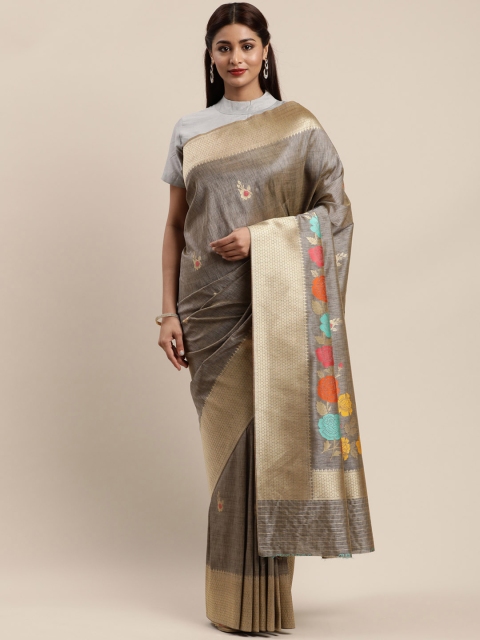 

Mitera Grey Pure Silk Woven Design Banarasi Saree