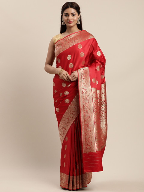 

Mitera Red & Golden Pure Silk Woven Design Banarasi Saree