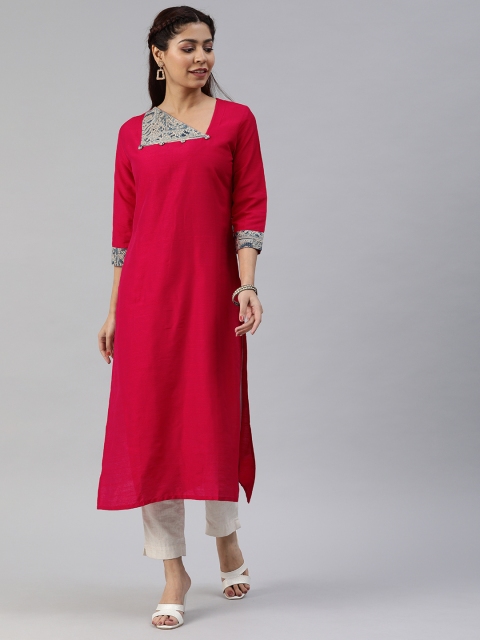 

Swishchick Women Red Solid Straight Kurta