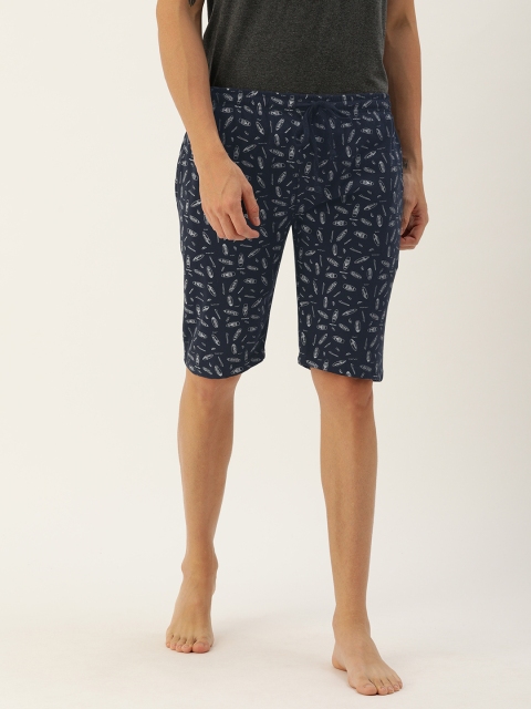 

Urban Dog Men Navy Blue & White Printed Lounge Shorts