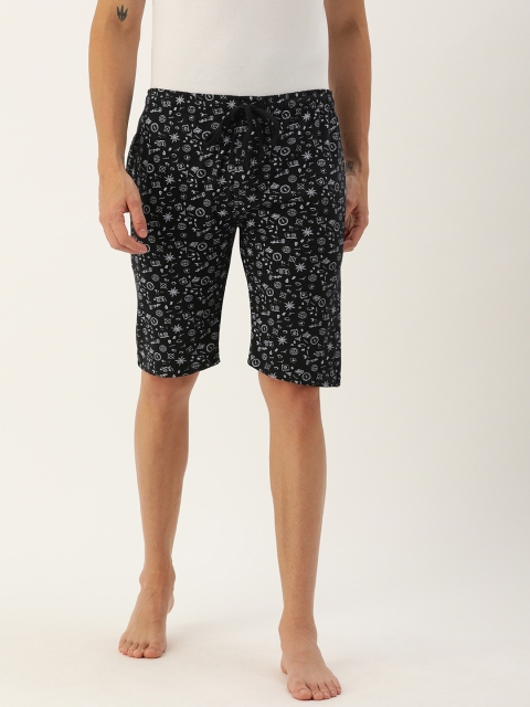 

Urban Dog Men Black & White Printed Lounge Shorts