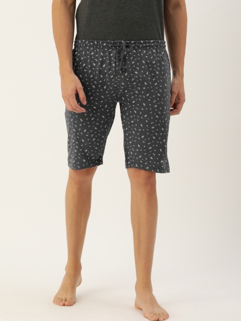 

Urban Dog Men Charcoal Grey & White Printed Lounge Shorts