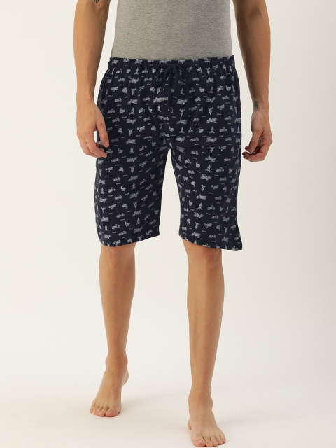 

Urban Dog Men Navy Blue Printed Lounge Shorts