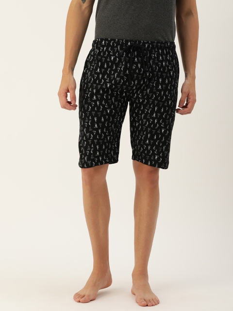 

Urban Dog Men Black & White Conversational Printed Lounge Shorts