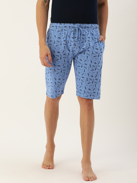 

Urban Dog Men Blue & Black Conversational Printed Lounge Shorts