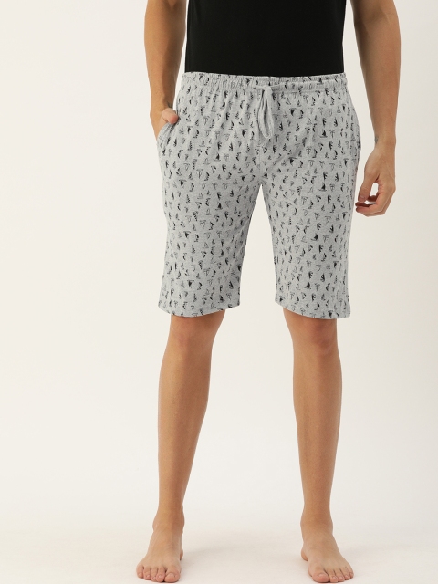 

Urban Dog Men Grey & Black Printed Lounge Shorts