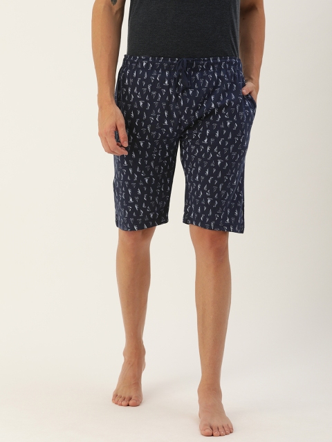 

Urban Dog Men Navy Blue & White Printed Lounge Shorts