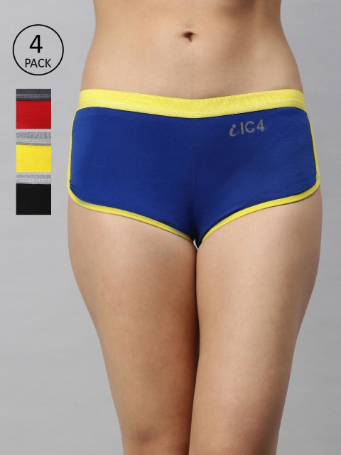 

IC4 Women Pack of 4 Solid Boy Shorts 0BRYRB1002P4, Black