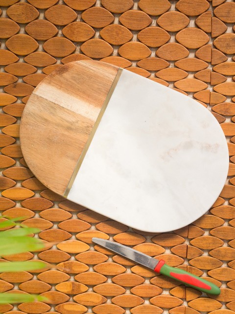 

Mango Wood & Marble Chopping and Cutting Board, White
