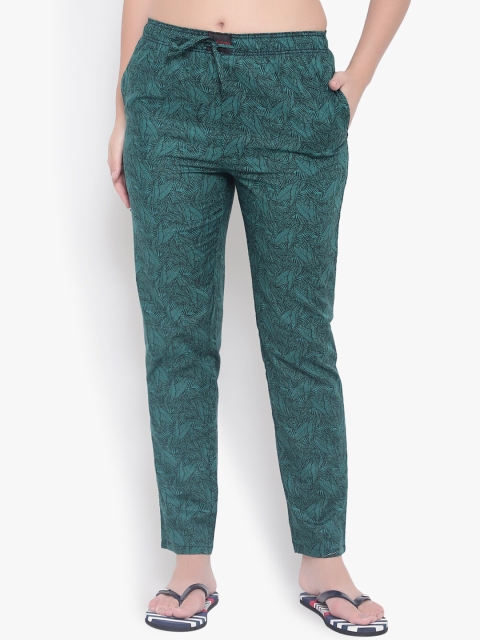 

FLAMBOYANT Women Green Printed Cotton Lounge Pants