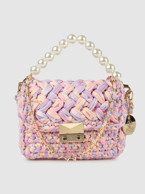 

RHHENSO Pink & Purple Self Design Satchel