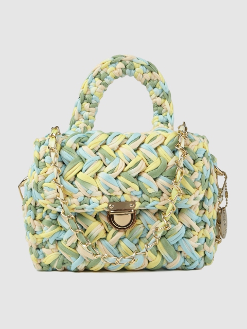 

RHHENSO Yellow & Green Self Design Satchel