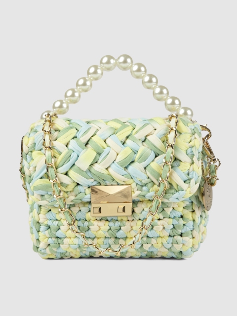 

RHHENSO Green & Yellow Self Design Satchel