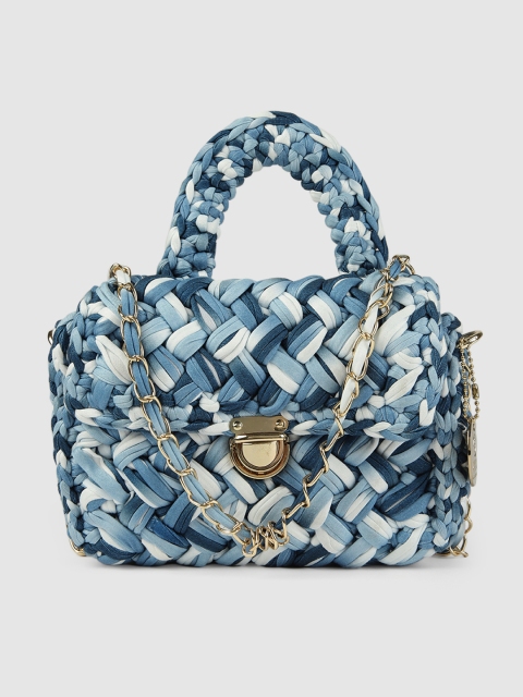 

RHHENSO Blue & White Self Design Satchel