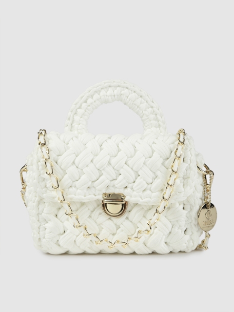 

RHHENSO White Self Design Satchel