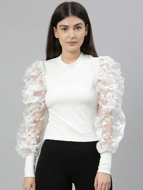

RHHENSO Women White Solid Top