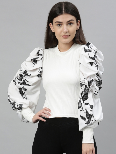 

RHHENSO Women White Solid Top