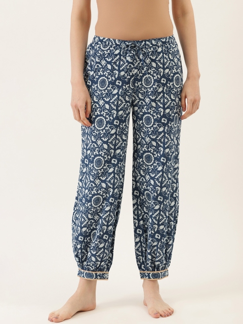 

pinwheel Women Blue & White Printed Jogger Style Lounge Pants