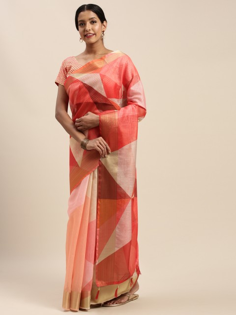 

Mitera Multicoloured Block Print Saree, Multi