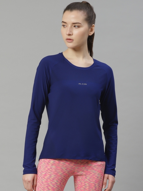 

Alcis Women Blue Printed Slim Fit Round Neck T-shirt