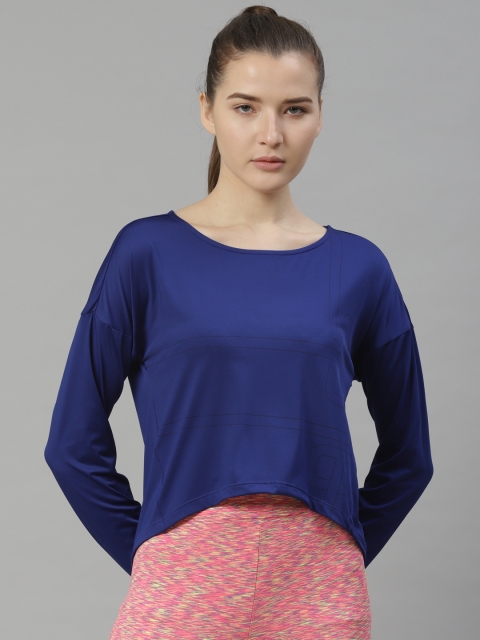 

Alcis Women Blue Solid Slim Fit Round Neck T-shirt