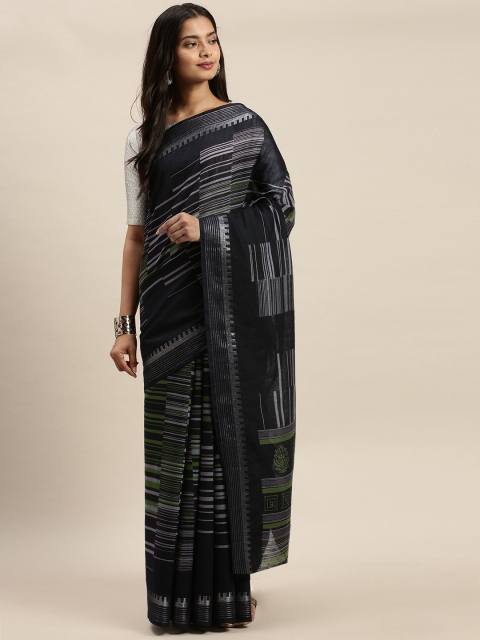 

Vaamsi Navy Blue Striped Art Silk Saree