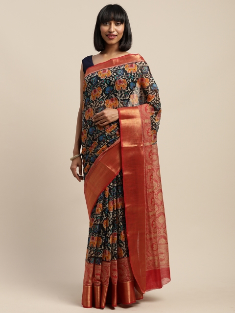 

Vaamsi Black & Red Art Silk Printed Saree