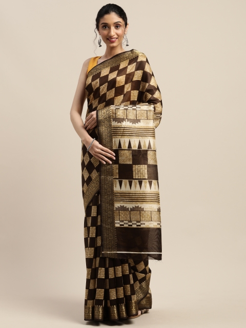 

Vaamsi Brown & Beige Art Silk Printed Saree