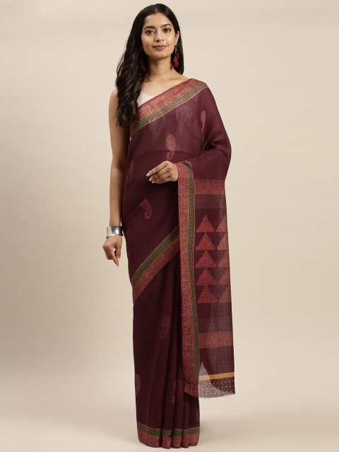 

Vaamsi Maroon & Olive Green Art Silk Printed Saree